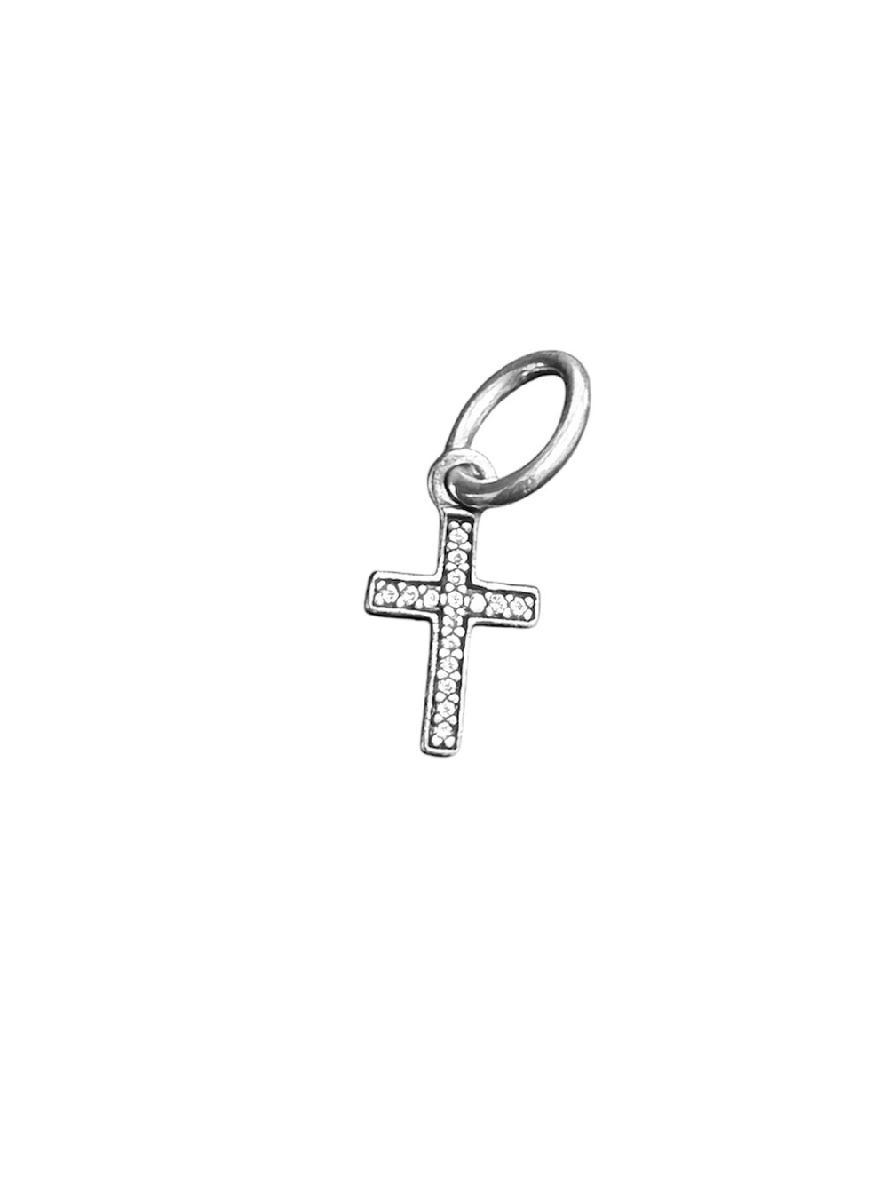 Pandora Sterling Silver Cross Pendant Charm with Pavé Stones